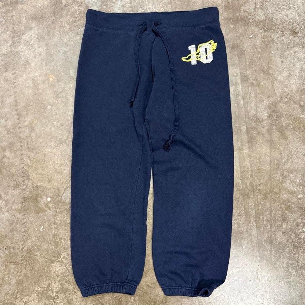 Derek Heart Y2K Blue Capri Sweatpants Graphic Crop Joggers Womens Small